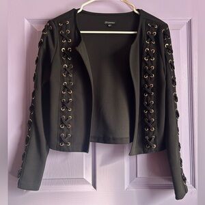 Shinestar Black Lace-Up Open Jacket